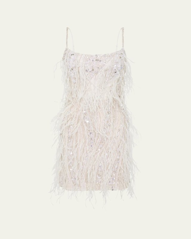 Cynthia Sequined Mini Feathered Dress